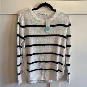 Pink Clover Black and White Striped Sweater